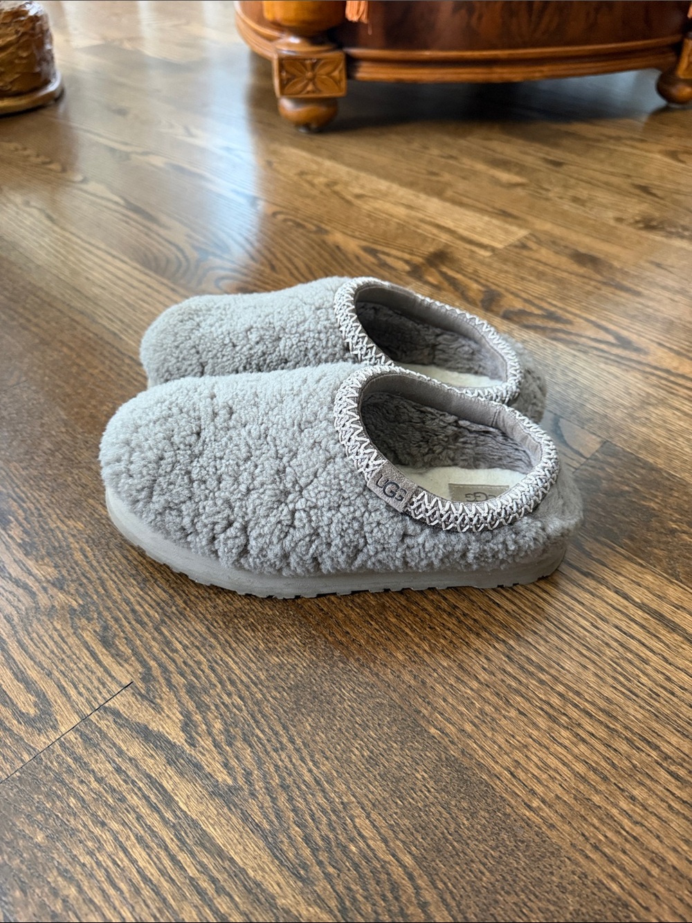 UGG Grey Sherpa Slip-On Slippers